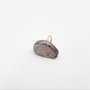 MELISSA JOY MANNING Ring Druzy Light Purple Silver & Gold One of a Kind Rare